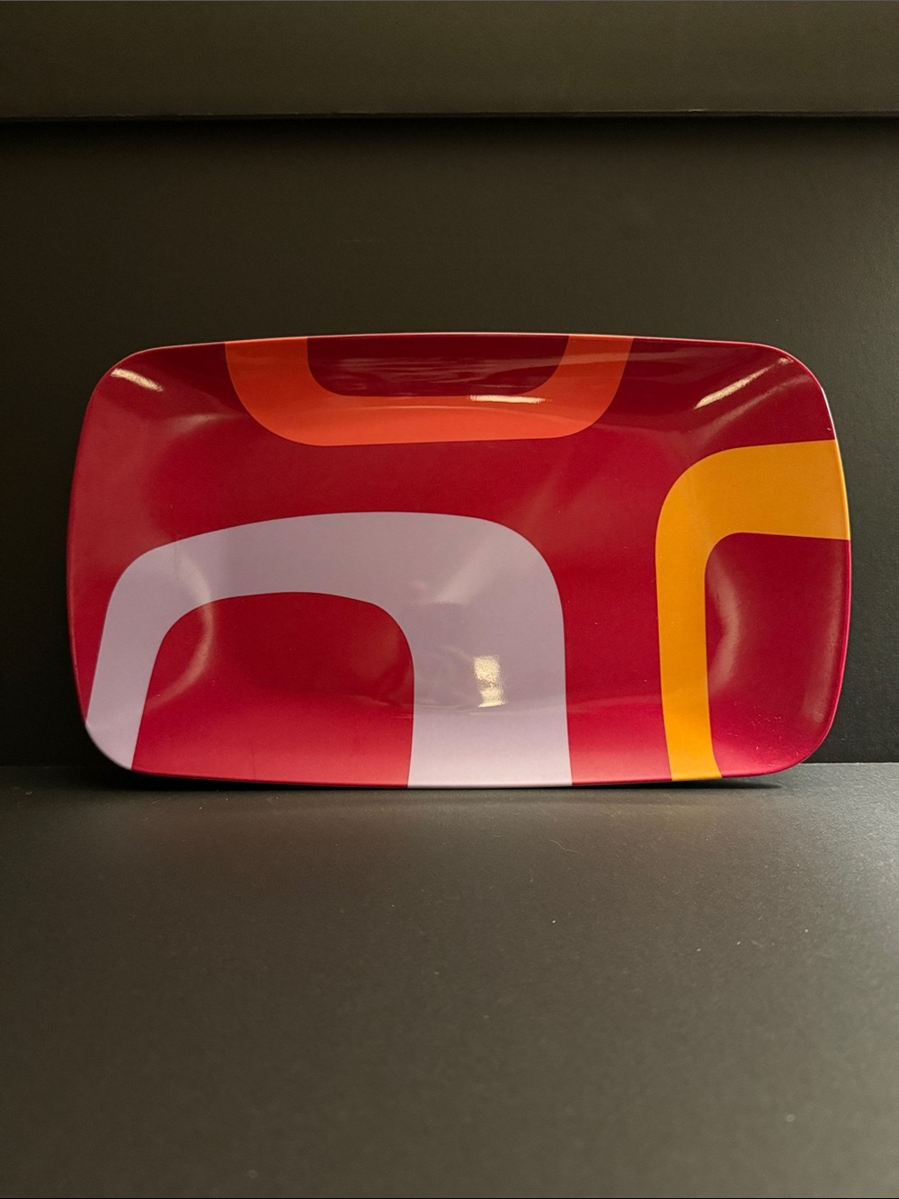 Red Retro Midcentury Modern Geometric Decorative Tray - Acrylic Home Art